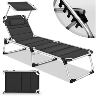 tillvex Sonnenliege 200 x 65 x 30 cm Schwarz