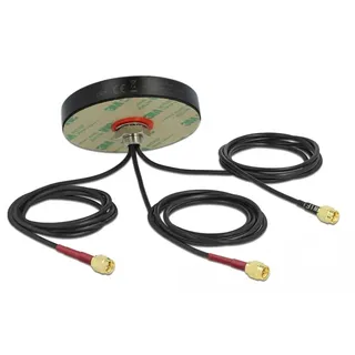 DeLock LTE MIMO Dualband WLAN 802,11 ac/ax/a/h/b/g/n Antenne 3 x SMA Stecker RG-174 1 m Schraubmontage outdoor Schwarz