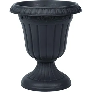 Bamworld 26cm Großer Blumentopf für Innen und Großer Pflanzkübel für Außen, Dekorative Pflanzurne aus Kunststoff mit Hohem Sockel, Für Hausgarten, Veranda, Balkon, Türdekoration, Schwarz