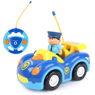 BABY CHALLENGE - Polizeiauto - Mein erstes Fahrzeug - 058421 - Ferngesteuertes Auto - Blau - Mit Sound und Licht - 1/24 - Batterien Nicht enthalten - Kunststoff - Ab 18 Monaten.