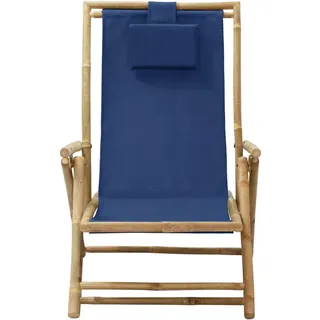 vidaXL Relaxstuhl Verstellbar Marineblau Bambus und Stoff - Blau