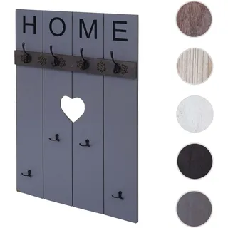 Wandgarderobe HWC-C89 Home, Garderobenpaneel Garderobe, Shabby-Look Vintage, 8 Haken 91x60cm ~ grau-