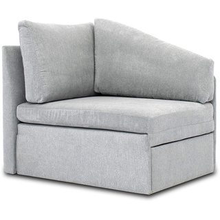 DOMO. collection Tiny Sofa Delta, kompaktes Schlafsofa, Schlafsessel, Schlafcouch Gästebett, Tiny Couch, Ecksessel, 116 x 81 x 83 cm (BxTxH), hellgrau