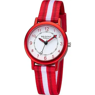 REGENT F-1370 Gehäusefarbe: rot, Armbandtyp: Nylonband, Armbandfarbe: rosa