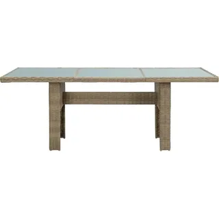 vidaXL Garten-Esstisch Braun 200x100x74 cm Glas und Poly Rattan - Braun