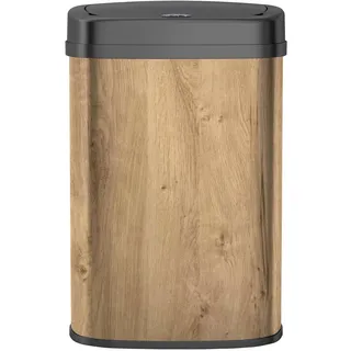 KITCHEN MOVE Majetic Küchenmülleimer, automatisch, 58 l, Holz, großes Fassungsvermögen, aus Edelstahl, mit Umreifung