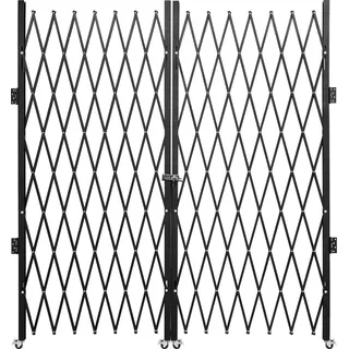 Vevor Doppeltes Sicherheitsfalttor Einziehbar Scherentor 15,24-365,76 cm, Tragbar Scherentor mit 360°-Rollen Zusammenklappbar Außenbereich Kellertür, Garage, Schaufenster Zaun Schwarz Doppelfalttür