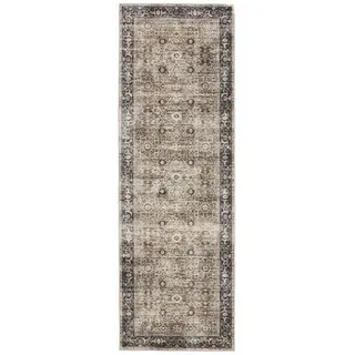 benuta Vintage-Läufer George waschbar 80x240 cm , Anthrazit, Taupe , Kunststoff , Vintage , Rechteckig , 80x240 cm , Oeko-Tex® Standard 100 , in verschiedenen Größen erhältlich, rutschfeste Unterfläche, waschbar , Teppiche und Böden, Teppiche, Teppichläufer, Läufer