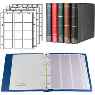 Prophila Collection Münz-Album mit 4 Hüllen für 110 Münzen blau