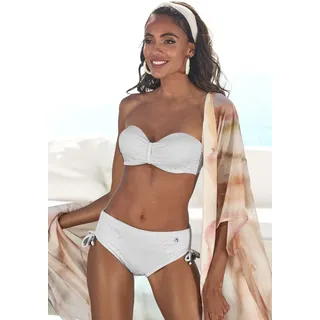 Bikini-Hose LASCANA "Omara", Damen, Gr. 36, N-Gr, beige (creme), Recycling-Polyamid, unifarben, Badehosen Bikini-Hose, mit Lochstickerei, Topseller