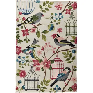 Gino Falcone Teppich »Rosetta 019 Vögel« rechteckig 15 mm Höhe besonders weich durch Microfaser, In- und Outdoor geeignet, Wohnzimmer Gino Falcone weiß/bunt B 70