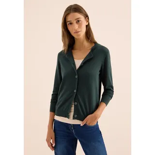 Cecil Cardigan CECIL, Damen, Gr. S (38), grün (ink grün), Web, 60% Baumwolle, 40% Viskose, unifarben, normal normal, Rundhals, Strickbund, Strickjacken, mit Rundhalsausschnitt