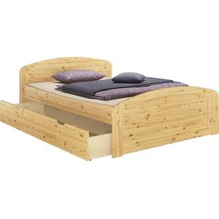 Funktionsbett kiefer massiv in Überlänge 140x220 Holzbett mit wählbarem Zubehör V-60.50-14-220Federholzrahmen inkl. - Naturbelassen