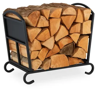 Relaxdays Kaminholzkorb , Schwarz , Metall , 52x44x31 cm , Elektrogeräte, Heizgeräte, Elektrokamine