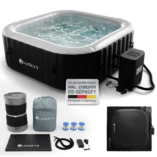 Juskys Whirlpool SpaLuxe 185 x 185 x 65 cm Schwarz/Weiß
