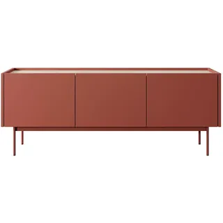 Feldmann-Wohnen Lowboard Color Keramikrot / Eiche Linea 144 / 37 / 55cm , Rot, Hellbraun , Holz , 144x55x37 cm , Wohnzimmer, TV Möbel, Lowboards, Lowboards stehend