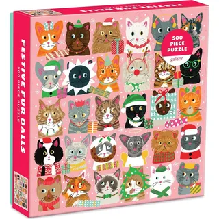 GALISON Quadratisches Puzzle Katzen in Weihnachten 500 Teile