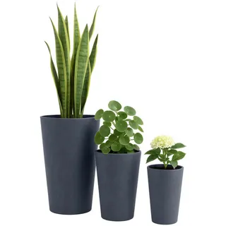 CLP Pflanzkübel 3er Set Anthrazit , Kunststoff , 61 cm , Dekoration, Blumen & Blumentöpfe, Übertöpfe