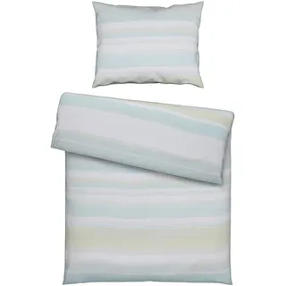 Fleuresse Bettwäsche , Türkis, Weiß, Hellgrün , Textil , Streifen , 140x200 cm , Heimtextilien, Bettwäsche & Leintücher, Bettwäsche