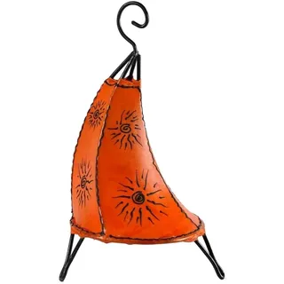 Simandra Orientalische Lampe Stehlampe marokkanische Hennalampe Lederlampe Tischleuchte Stehleuchte Orient Tissir Sonne 40 cm Color Orange