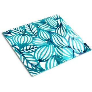 Tulup Glasplatte 60x52 cm Blumenmuster , Grün , Glas , 60x0.4x52 cm , Küchen, Küchenelektrogeräte, Herde, Herdabdeckplatten