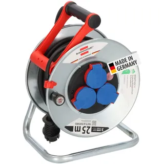 Brennenstuhl Garant S IP44 Kabeltrommel (25m, Stahlblech, kurzfristiger Einsatz im Außenbereich, Made in Germany) silber