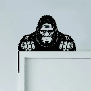 CUTHOLLOW Gorilla Männchen Metall Türrahmen Deko, 25x25cm schwarz Wanddeko für Tür, kreativer Türrahmen-Kunst, originelle Türecke Deko, für Kinderzimmer, Zimmertür, Haustür, Zuhause, Badezimmer