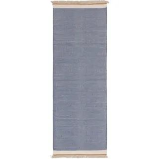 benuta Pop Wollteppich-Läufer Karla Blau 80x250 cm , Textil , Beton Optik , Rechteckig , 80x250 cm , Gots , pflegeleicht , Teppiche und Böden, Teppiche, Teppichläufer, Läufer