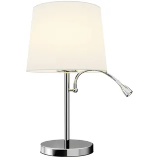 Lindby Tischlampe Benjiro (Modern) in Chrom aus Textil (2 flammig, E27) - Tischleuchte Schreibtischlampe Nachttischlampe Wohnzimmerleuchte