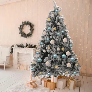 Jopassy künstlicher Weihnachtsbaum mit Schnee Tannenbaum mit Ständer für Weihnachten-Dekoration Mehrweg 150cm, 550 PVC Nadeln - Grün