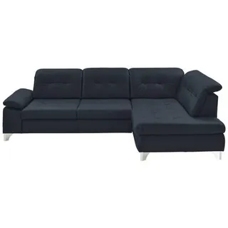 Beldomo Speed Ecksofa , Dunkelblau , Metall , Echtleder , Rindleder , Ottomane rechts, nicht einzeln stellbar, L-Form , 309x211 cm , Goldenes M , Typenauswahl, Bettkasten erhältlich, Fußauswahl, Lederauswahl, Stoffauswahl, Sitzqualitäten, seitenverkehrt erhältlich, Bettfunktion erhältlich, Hocker erhältlich, Rückenfutter , Wohnzimmer, Sofas & Couches, Wohnlandschaften, Ecksofas