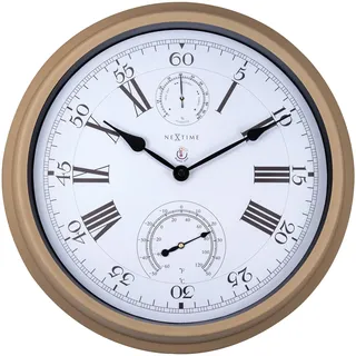NeXtime 4305BR Wanduhr, Metall, Braun, 40.5cm