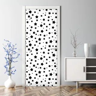 Dekorative Türaufkleber Raumdekoration selbstklebend Türposter Schwarze und Weiße Sterne 77 x 200 cm