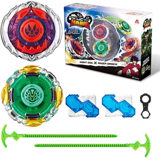 Infinity Nado Kreisel für Kinder Metall Spielzeug Jungen, Spinning Tops Jungen ab 5 Jahre, Battle Tops Kreisel Launcher Spielzeug Jungen, Infinity Nado Split Series Night owl Razer orochi Spiel