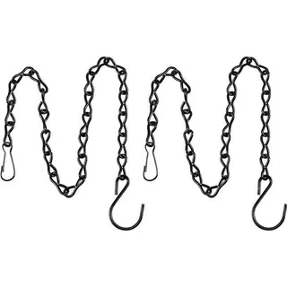 2er-Metall-Hängeset, 24 cm Blumenkorbketten, Hängblumenständer, Metallketten für Außenhängen von Pflanzkübeln, Pflanzen, Blumenkübeln, Vogelhäusern, Laternen, Außen (schwarz) - Schwarz