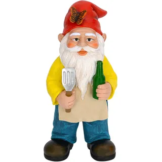 Mood Lab Gartenzwerg – BBQ Chef Zwerg – 24 cm hohe Statue Rasen Gartenfigur – für Outdoor & Haus Dekor