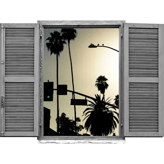 Queence Wandtattoo »Abendsonne« Wandsticker, Wandbild, selbstklebend, 3D, Fenster, braun