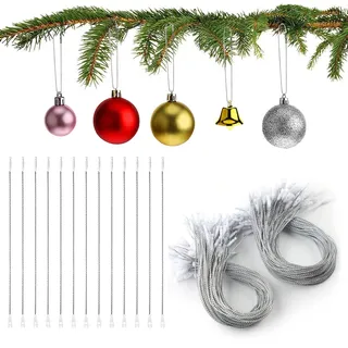 Surflyee 200 Stück Haken für Weihnachtsbaumschmuck, Weihnachtskugeln Haken, Kugelanhängern, Christbaumkugel Aufhänger, Zur Dekoration von Weihnachtskugeln(Silber)