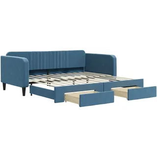 vidaXL Tagesbett Ausziehbar mit Schubladen Blau 100x200 cm Samt - Blau