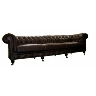 XXL Big Chesterfield Big Sofa 275cm 5Sitz Polster Couch Deisgner Leder Neu C.10 - Braun