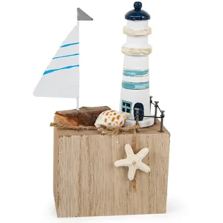 Logbuch-Verlag Leuchtturm Deko Figur maritimes Dekoobjekt Segelboot Sommerdeko Badezimmer 16 cm