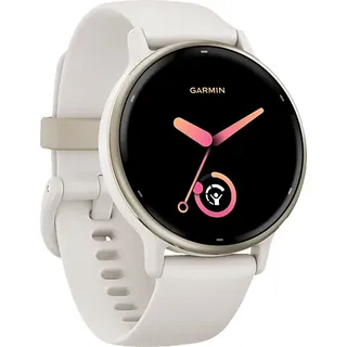 Garmin Vivoactive 5 BT 42,2 mm Kunststoffgehäuse gold Silikonarmband weiß M