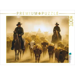 Calvendo Puzzle Cowboys begleiten eine Rinderherde 1000 Teile Lege-Größe 64x48cm Foto-Puzzle für glückliche Stunden