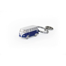 Bild VW Collection - Volkswagen Emaillierter 3D Metall Schlüssel-Anhänger-Ring Schlüsselbund-Accessoire Keyholder im T1 Bulli Bus Design (Classic Bus/Blau)