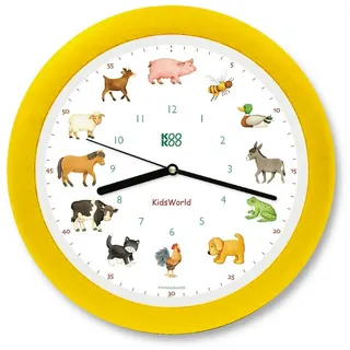 Kookoo KidsWorld Gelb, Bauernhofuhr mit 12 echten Tierstimmen vom Land