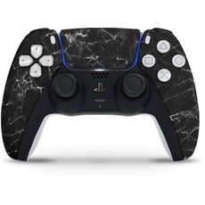 Skins4u Design Aufkleber Skin Wrap Folie für Sony Playstation 5 Controller PS5 DualSense Skins Schutz Folie Marmor schwarz