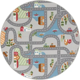 Snapstyle Snapstyle, Spielteppich + Spielmatte, Kinder Spiel Strassenteppich Fun Town Rund (160 x 160 cm)