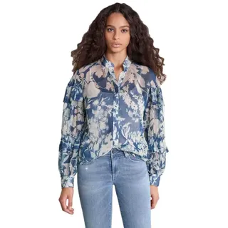 Salsa Jeans Floral Print Langarmbluse - White - XS