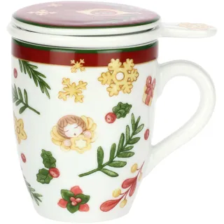 THUN, Teekanne aus Porzellan, Kollektion Weihnachtsüberraschungen, Sammlerstück, Geschenkidee zu Weihnachten, 350 ml, Ø 9 cm, Höhe 12 cm