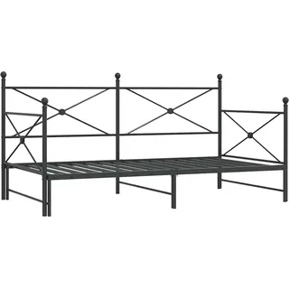vidaXL Tagesbett Ausziehbar ohne Matratze Schwarz 100x200 cm Stahl - Schwarz